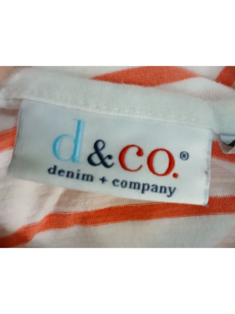 Denim & Co Womens XXS Orange White Striped TShirt Ready For The Beach #D-36 - Picture 3 of 6